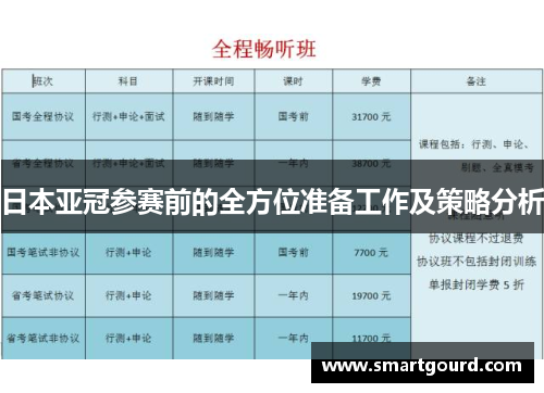 日本亚冠参赛前的全方位准备工作及策略分析